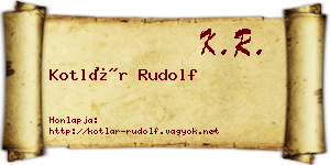Kotlár Rudolf névjegykártya