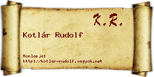 Kotlár Rudolf névjegykártya